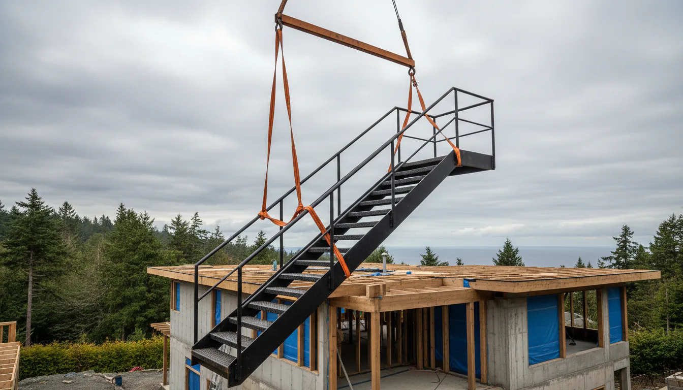 Craning a Steel Stair vs Carrying It In: Vancouver Access